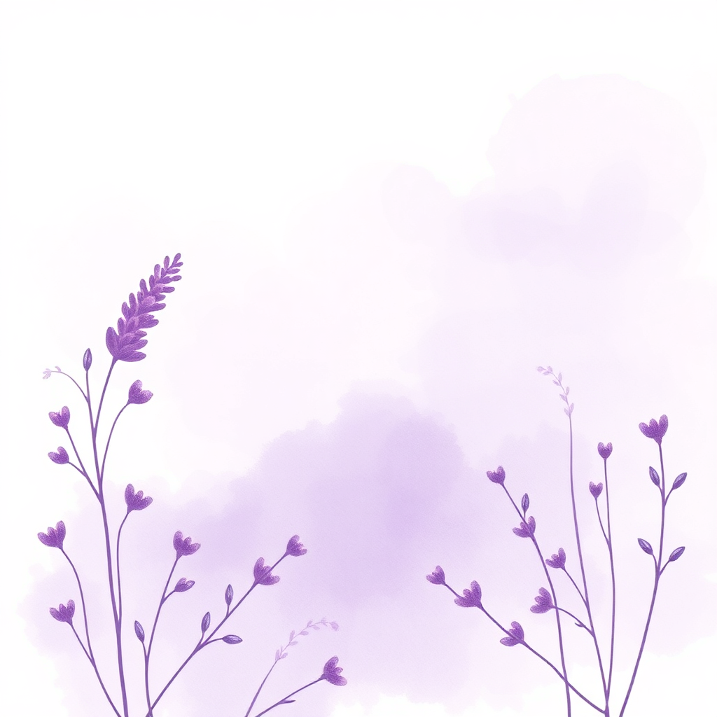 soft watercolor background with gentle purple and lavender tones, abstract floral elements, peaceful maternity theme